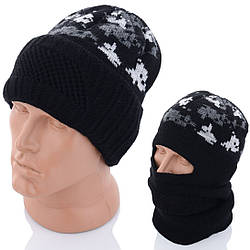 Чоловіча камуфляжна в'язана шапка-балава з флісом Розмір: 55- 60 (dn17028-2)