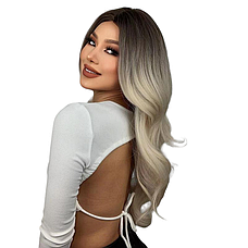 Перука омбре темний блонд, натуральне синтетичне волосся, фото 2