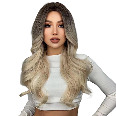 Перука омбре темний блонд, натуральне синтетичне волосся, фото 1