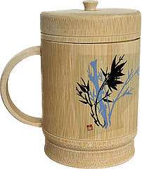 Бамбукова еко чашка з кришкою "Бамбук" 250мл, натуральний бамбук ручна робота