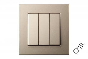 Вимикач 3 клавішний шампань-металік Epsilon