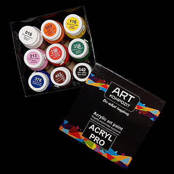 Набір акрилових фарб по декору Art kompozit MAMBO 9 кольорів по 20 мл