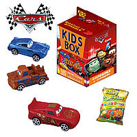 Тачки Cars Kids Box игрушки с жевательным мармеладом в коробочке сладости и игрушки Гвидо, Луиджи, Матер,