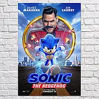 Картина на холсте "Соник в кино, Sonic the Hedgehog", 42×28см