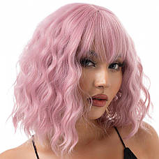 Перука рожевий Pink, натуральне синтетичне волосся, фото 5