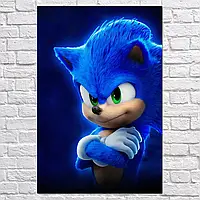 Плакат "Соник в кино, Sonic the Hedgehog", 42×28см