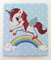 Дитяча алмазна мозаїка часткова викладка круглими стразами Diy Поні на веселці 21*25 см