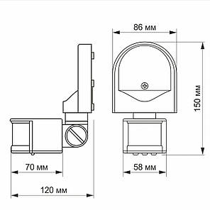 Датчик руху Videx 180° 1200 W IP44 чорний VL-SPW02B, фото 2