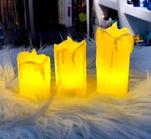 Набір світлодіодних LED свічок на батарейках Decorative Led Mum Seti 3 шт в комплекті