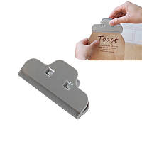 Кліпса-затискач для сипучих продуктів, широка прищіпка для пакетів 1 шт (сірий)