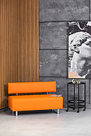 Диванчик ожидания из экокожи оранжевый 180*55 см, скамейка в салон, в офис, в магазин, в кафе, в коридор, в
