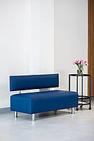 Диванчик ожидания из экокожи синий 200*55 см, скамейка в салон, в офис, в магазин, в кафе, в коридор, в