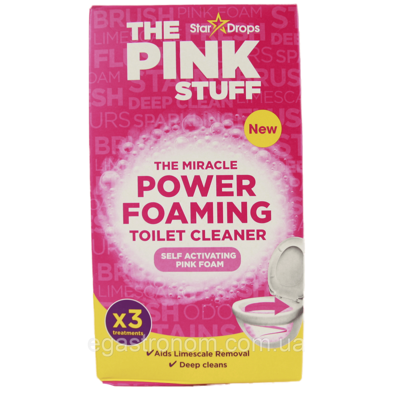 Порошок для чищення унітазу пінний Пінк Стаф The Pink Stuff Toilet Cleaner 3x100g 12шт/ящ (Код: 00-00015026), фото 1