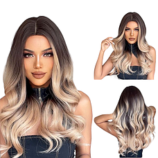 Перука довга темний блонд, натуральне синтетичне волосся, фото 5