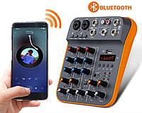 Микшерный пульт Debra D4 5v Bluetooth Usb звуковая карта аудиоинтерфейс TU04 BT мікшерний пульт блютуз 5 вольт