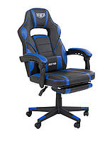 Крісло геймерське розкладне чорно-синє VR Racer Dexter Webster з підставкою для ніг для дому, офісу AMF