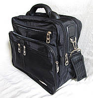 Мужская сумка полукаркасная с расширением через плечо портфель А4 черная Отличное качество