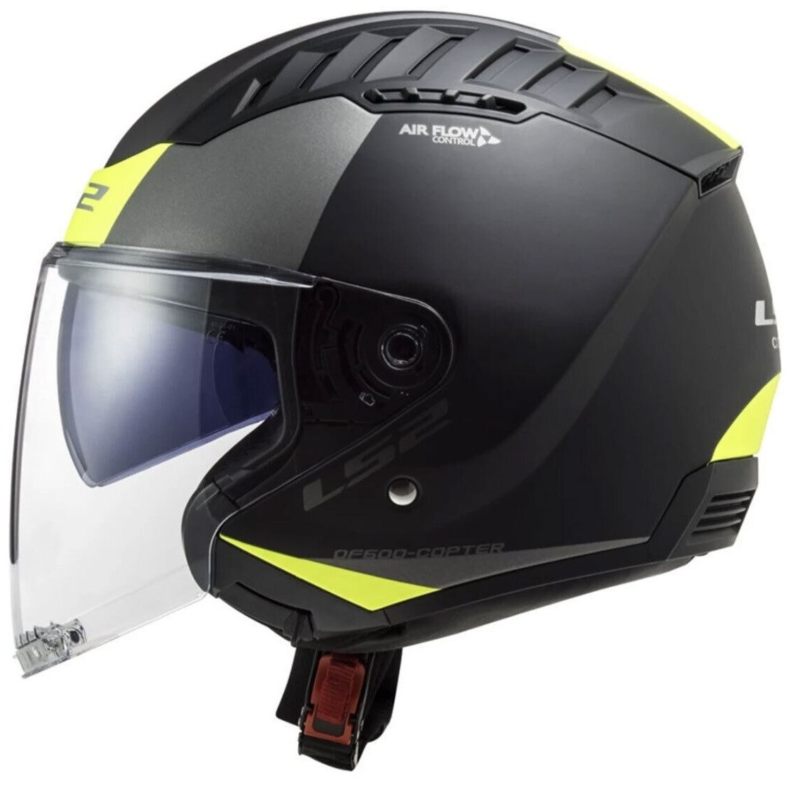 Мотошолом LS2 OF600 Copter 2 чорний матовий/сірий/жовтий, M, фото 1