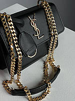 Стильна жіноча сумочка Yves Saint Laurent Sunset Mini Chain Black/Gold 18 х 13 х 6 см