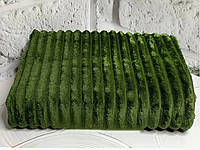 Бамбуковое покрывало плед простынь в полоску Шарпей евро макси 220х240 зелёное