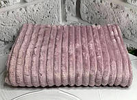 Бамбуковое покрывало плед простынь в полоску Шарпей евро макси 220х240 розовое