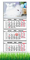 Календарь Apriori квартальный на 2024 год  Кролик, Романтический кролик 29,7х61 см