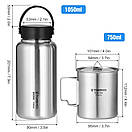 Казанок із неіржавкої сталі Tomshoo 750ml. + Пляшка 1050ml., фото 11