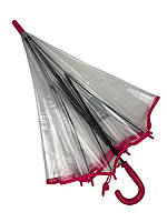 Детский зонт-трость прозрачный от Fiaba с розовой ручкой, К0312-3