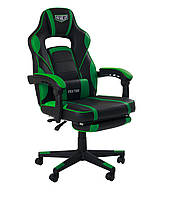 Черно-зеленое игровое кресло для компьютера VR Racer Dexter Webster с подставкой для ног для дома, офиса AMF