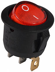 KCD1-5-101N R/B  220V Перемикач 1-клавішний круглий червоний з підсвічуванням