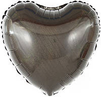 Шар (18''/46 см) Сердце, Черный, Голография, 1 шт. в упак.
