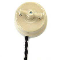 Вимикач накладний поворотний RE керамічний «Топлене молоко» одноклавішний прохідний RE-5621-01, фото 5