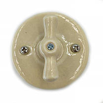 Вимикач накладний поворотний RE керамічний «Топлене молоко» одноклавішний прохідний RE-5621-01, фото 4