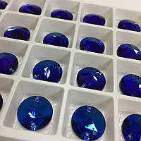 Пришивные камни Lux 12мм, форма-риволи, цвет Meridian Blue, 1шт