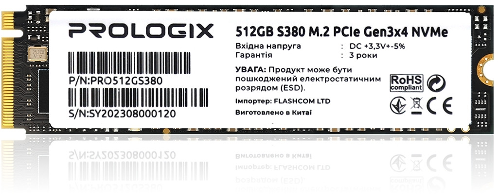 SSD диск 512GB Prologix S380 M.2 2280 PCIe 3.0 x4 NVMe TLC (PRO512GS380)