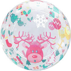 Куля (20"/51 см) Сфера 3D, Deco Bubble, Новорічний мікс, Прозорий, Кристал, 1 шт. у пак.