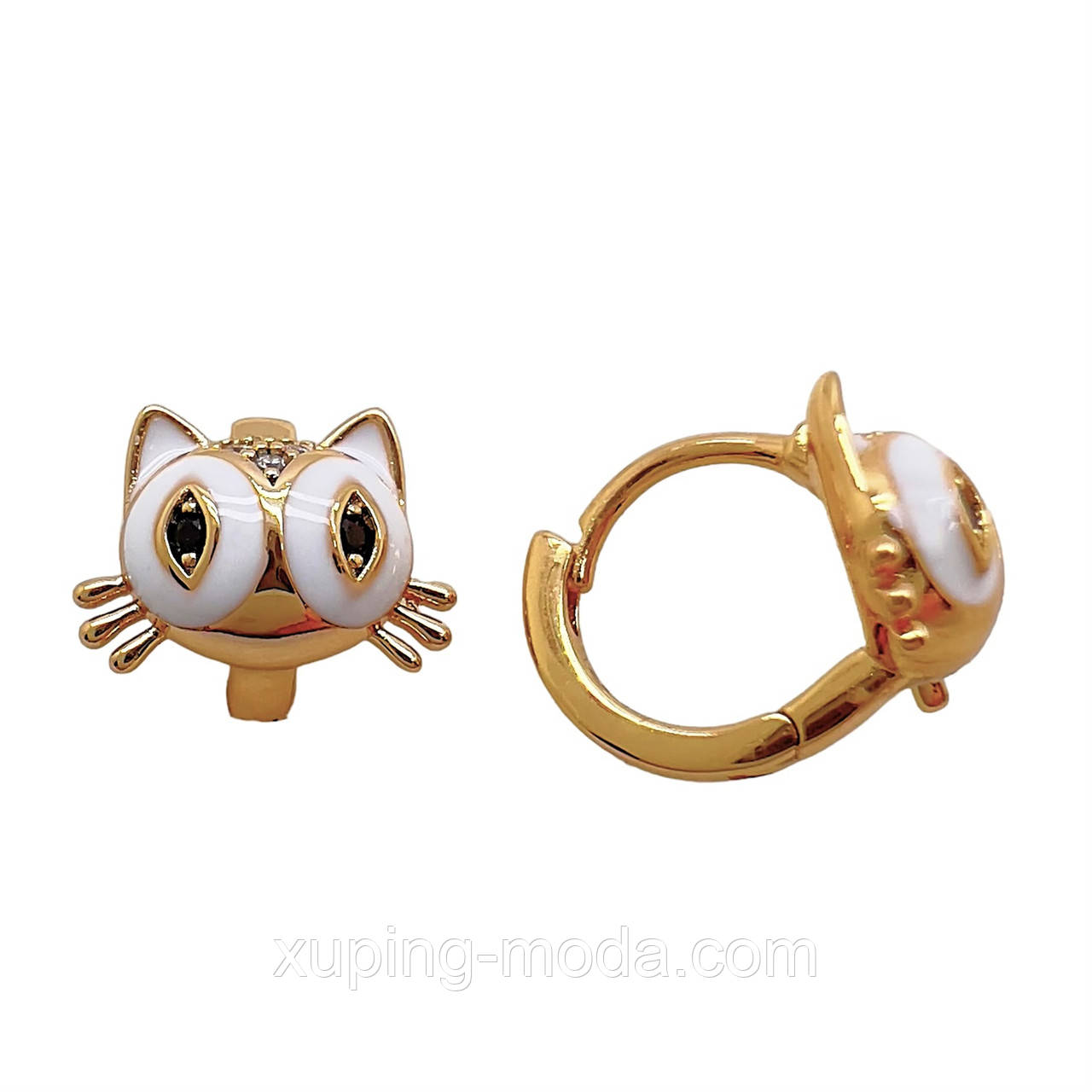 Сережки котики xuping. 8х10 мм. 18k