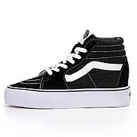 Жіночі кеди Vans Old Skool SK-8 High Black White Platform Premium, чорно-білі кеди ванс олд скул чорні кросівки