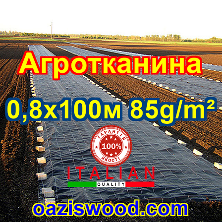Агротканина 0,8х100м 85g/m² PROFI Чорна, плетена, щільна. мульчування грунту - пакет, фото 1