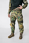 Тактичні Камуфляжні штани tactical multicam чоловічі штани камуфляж мультикам із наколінниками Ріп-стоп