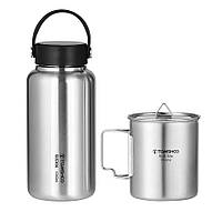 Котелок из нержавейки Tomshoo POT-750ml. + Бутылка 1050ml. неопреновый чехол.