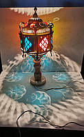Настольная антикварная восточная лампа светильник из латуни и мрамора