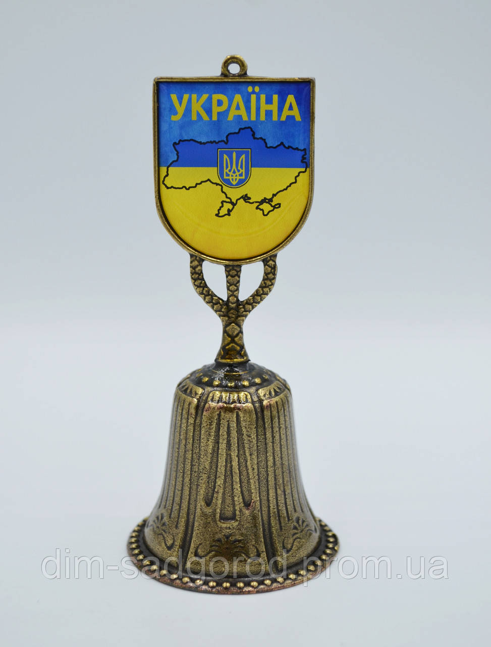 Дзвіночок сувенірний металевий настільний Герб України H11см
