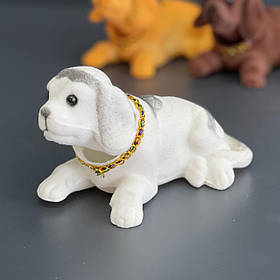 Собачка велика в автомобіль "З махаючою головою" біла подарунок