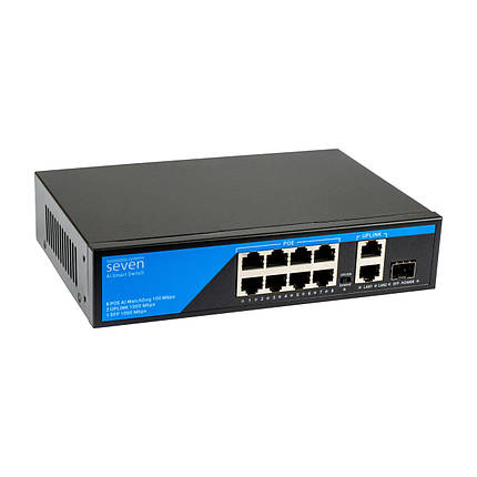 PoE комутатор (switch) 8 портів SEVEN P-7328G-SFP, фото 1