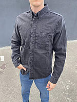 Джинсовая рубашка мужская темно-серая размер S