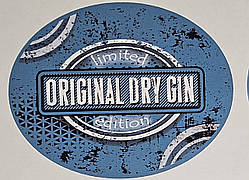 Овальні наклейки на листі А3 - 25 шт розміром 55 мм х 70 мм -  - ДЖИН - ORIGINAL DRY GIN