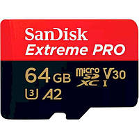 Карта пам'яті Sandisk 64GB microSDXC C10 UHS-I U3 Extreme Pro V30 + SD (SDSQXCU-064G-GN6MA)