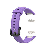 Силиконовый цветной ремешок на фитнес трекер Honor Band 6 и Band 7. Фиолетовый (purple) с фиксаторами