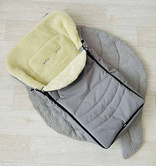 Зимовий конверт-чохол на овчині в коляску 98*48 см чохол у люльку конверт на санки спальник у коляску, фото 2